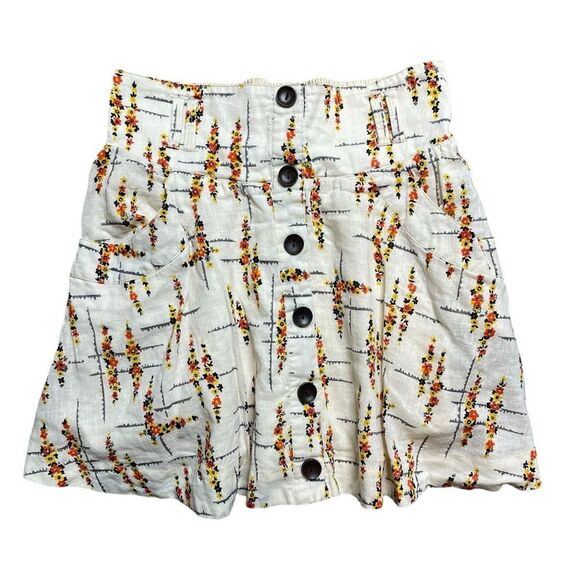 Free People Dresses & Skirts - We The Free People Floral Button-Up Skirt Cream Size Medium